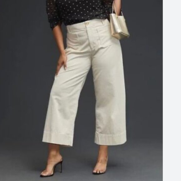 ⭐️ Colette Cropped Wide Leg Corduroy Minimalist Modern Chic Party Glam Pants - Picture 1 of 6